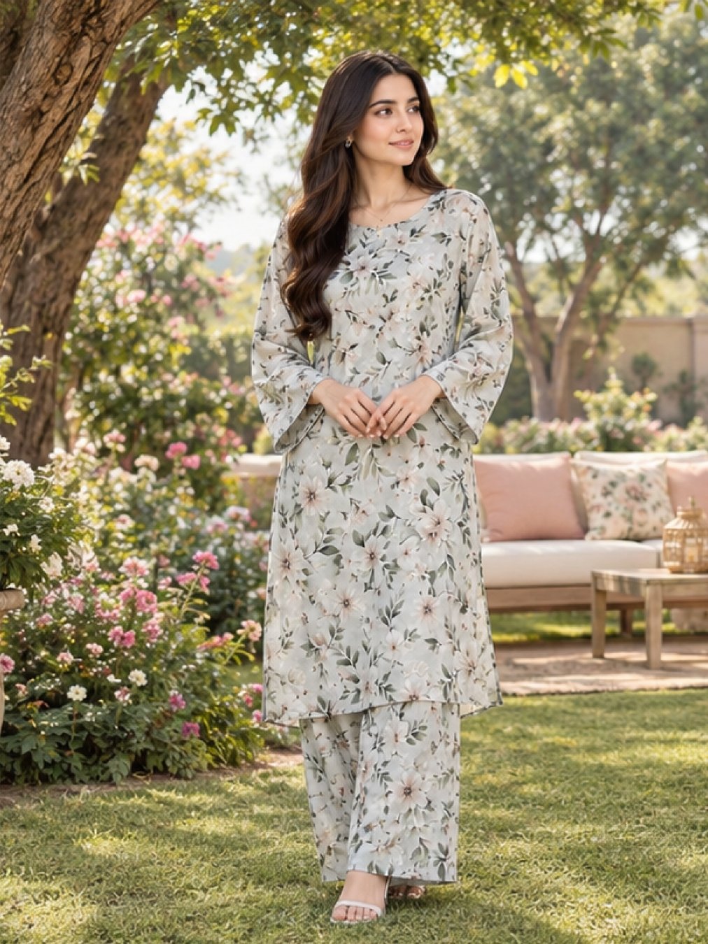 10 Elegant Floral Unstitched 2PC - Image 1