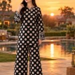 Black Polka Dot Unstitched 2PC